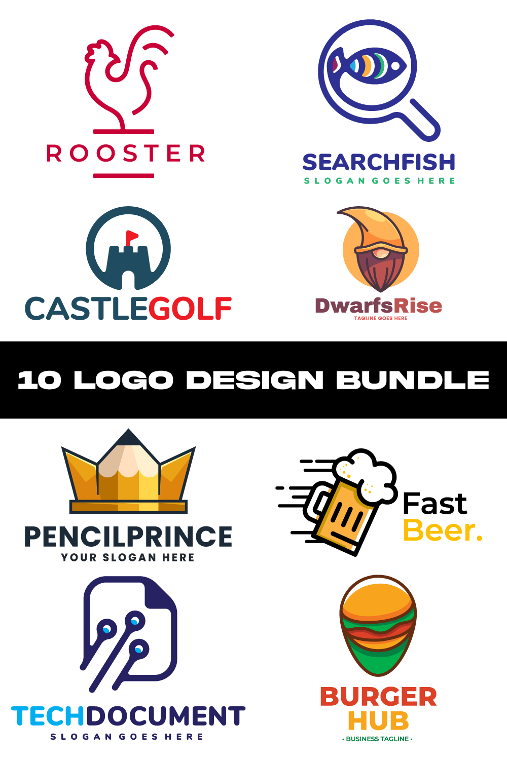 10 Logo Design Bundle for Multiple Industries pinterest preview image.