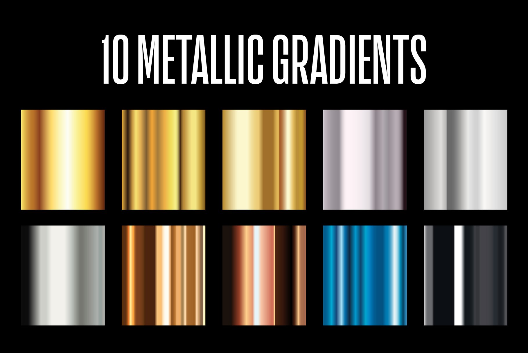 10 Metallic Gradients - .AI file cover image.