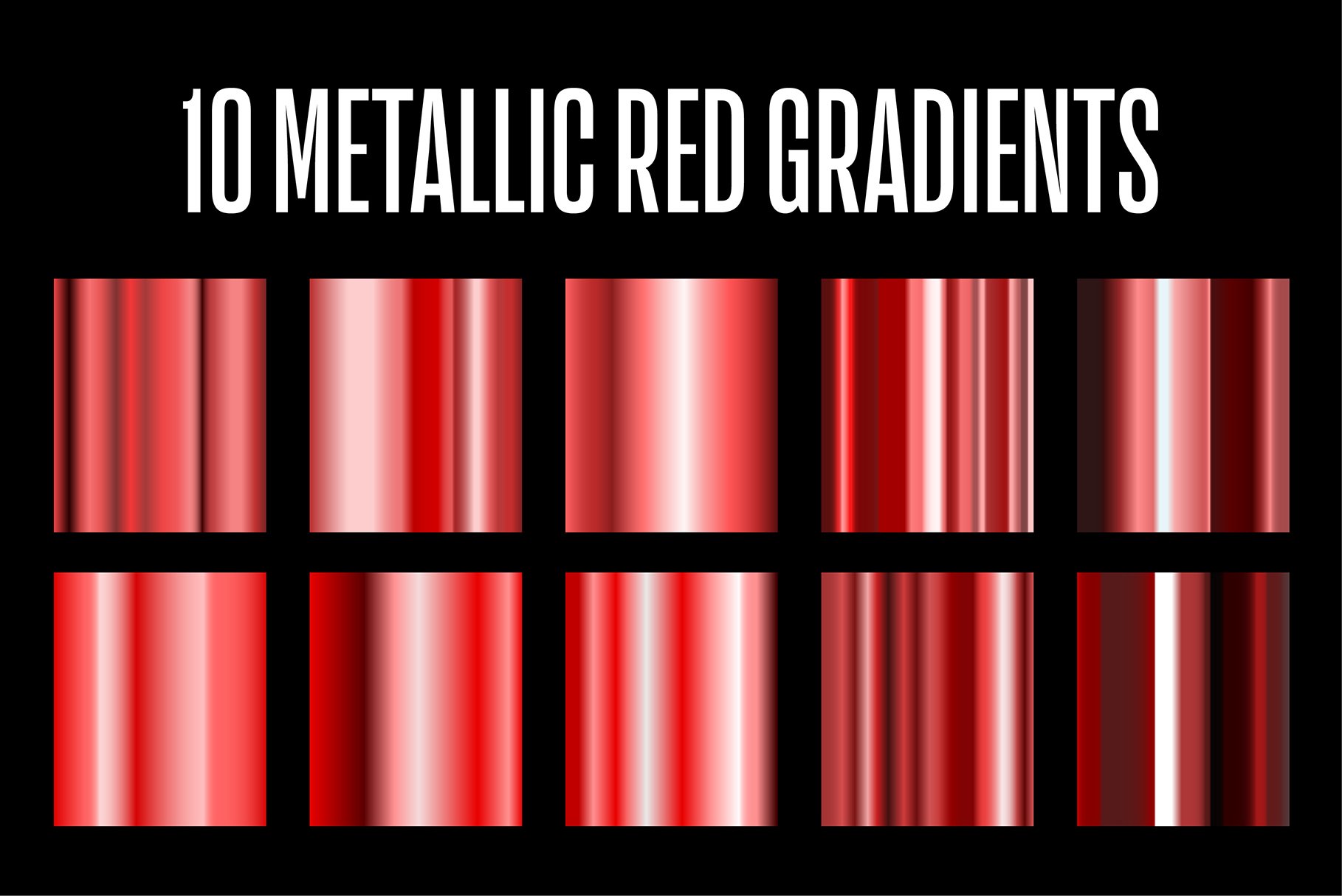 10 Metallic Red Gradients .AI cover image.