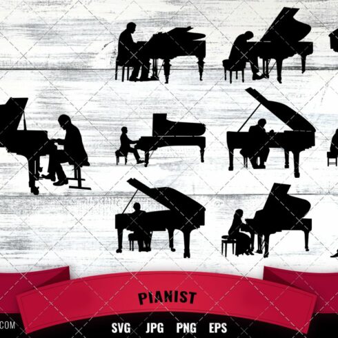 Pianist  Silhouette vector cut files cover image.
