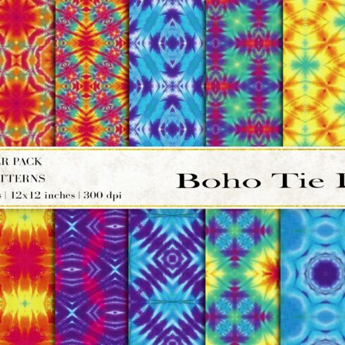 Boho Tie Dye Digital Papers cover image.