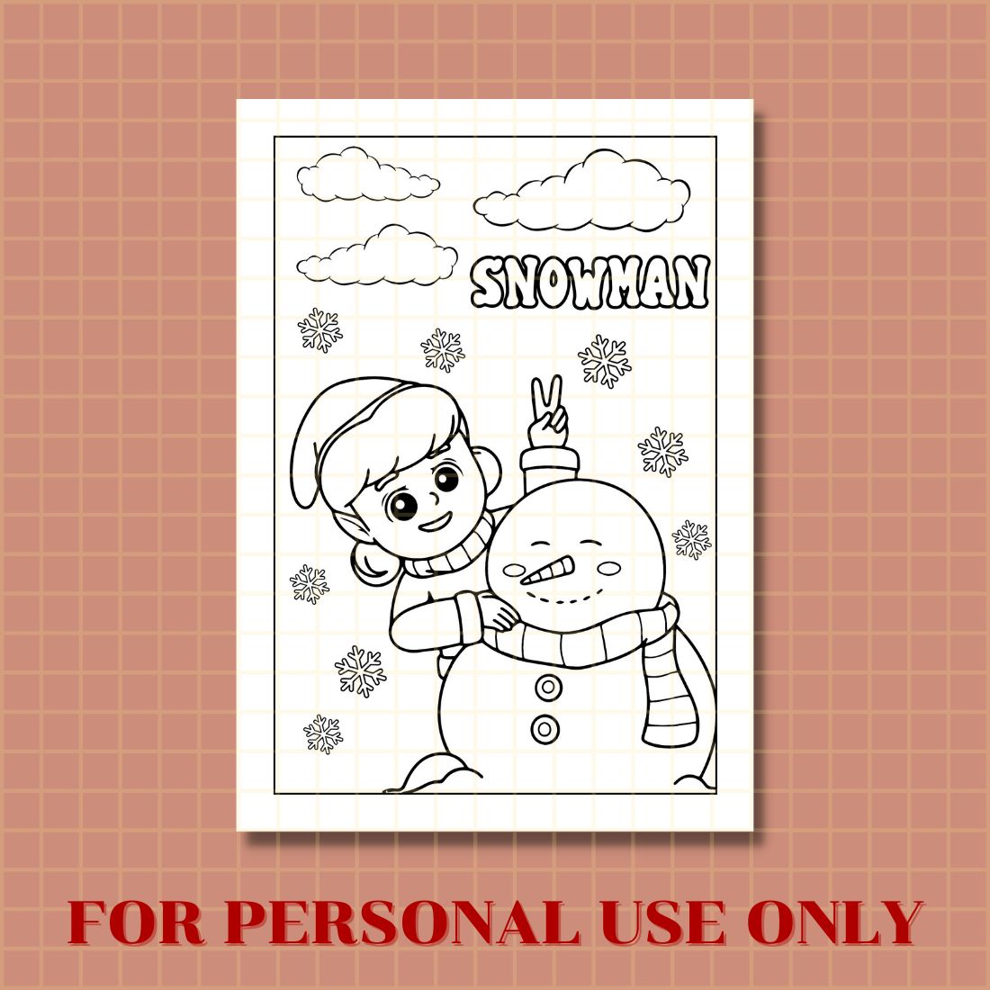 FREE SNOWMAN COLORING PAGE preview image.