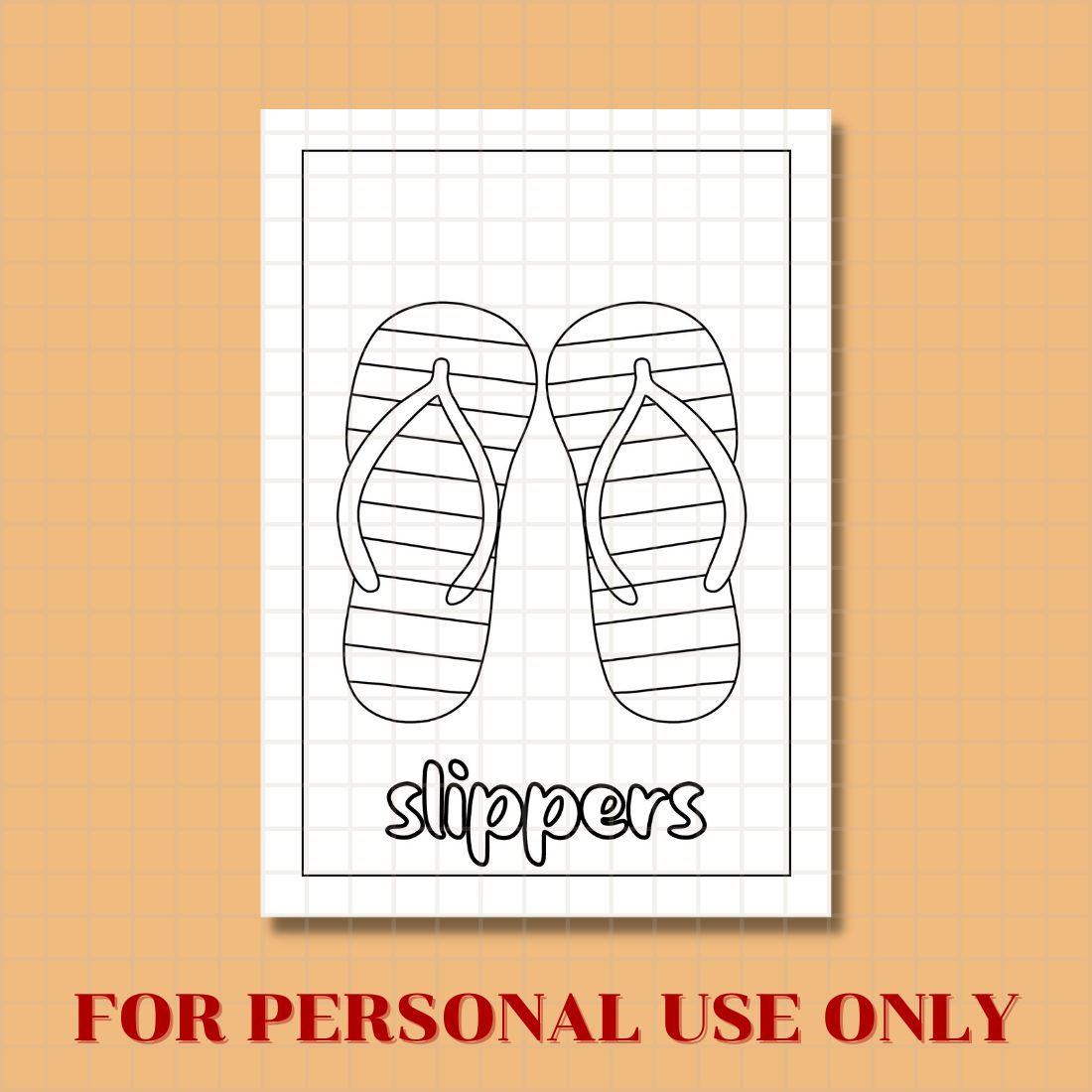 FREE SLIPPERS COLORING PAGE preview image.