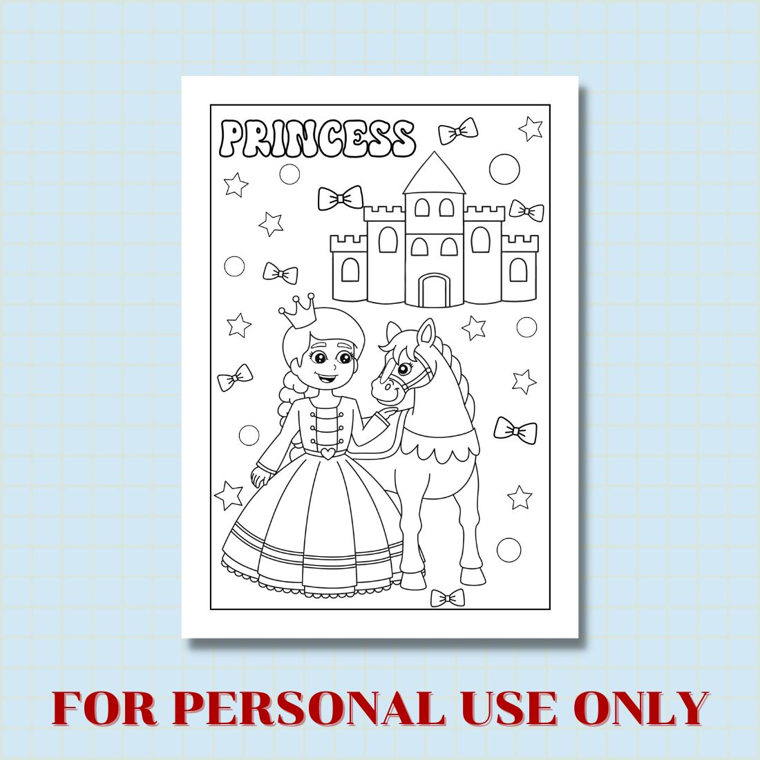 FREE PRINCESS COLORING PAGE preview image.