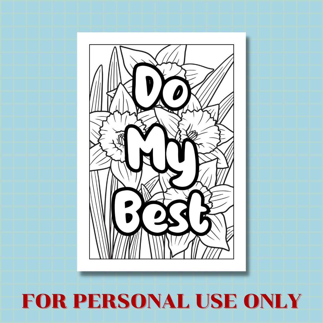 FREE MOTIVATION QUOTE COLORING PAGE preview image.