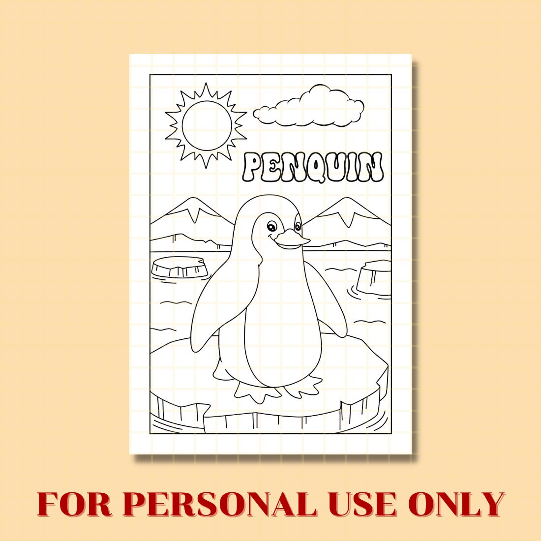 FREE PENQUIN COLORING PAGE preview image.