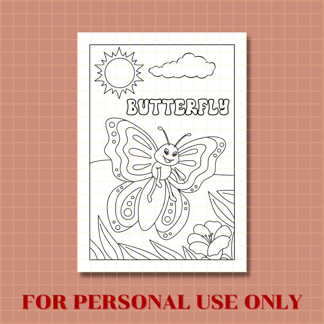 FREE BUTTERFLY COLORING PAGE preview image.