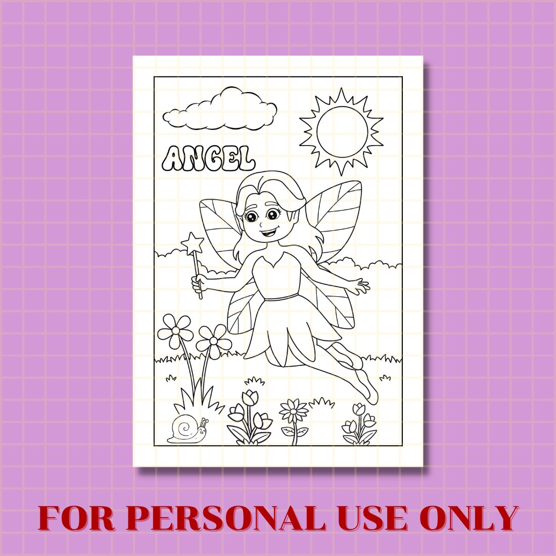 FREE ANGEL COLORING PAGE preview image.