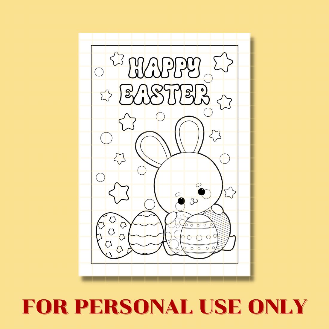 FREE HAPPY EASTER COLORING PAGE preview image.