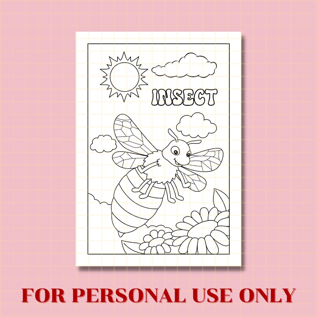 FREE INSECT COLORING PAGE preview image.