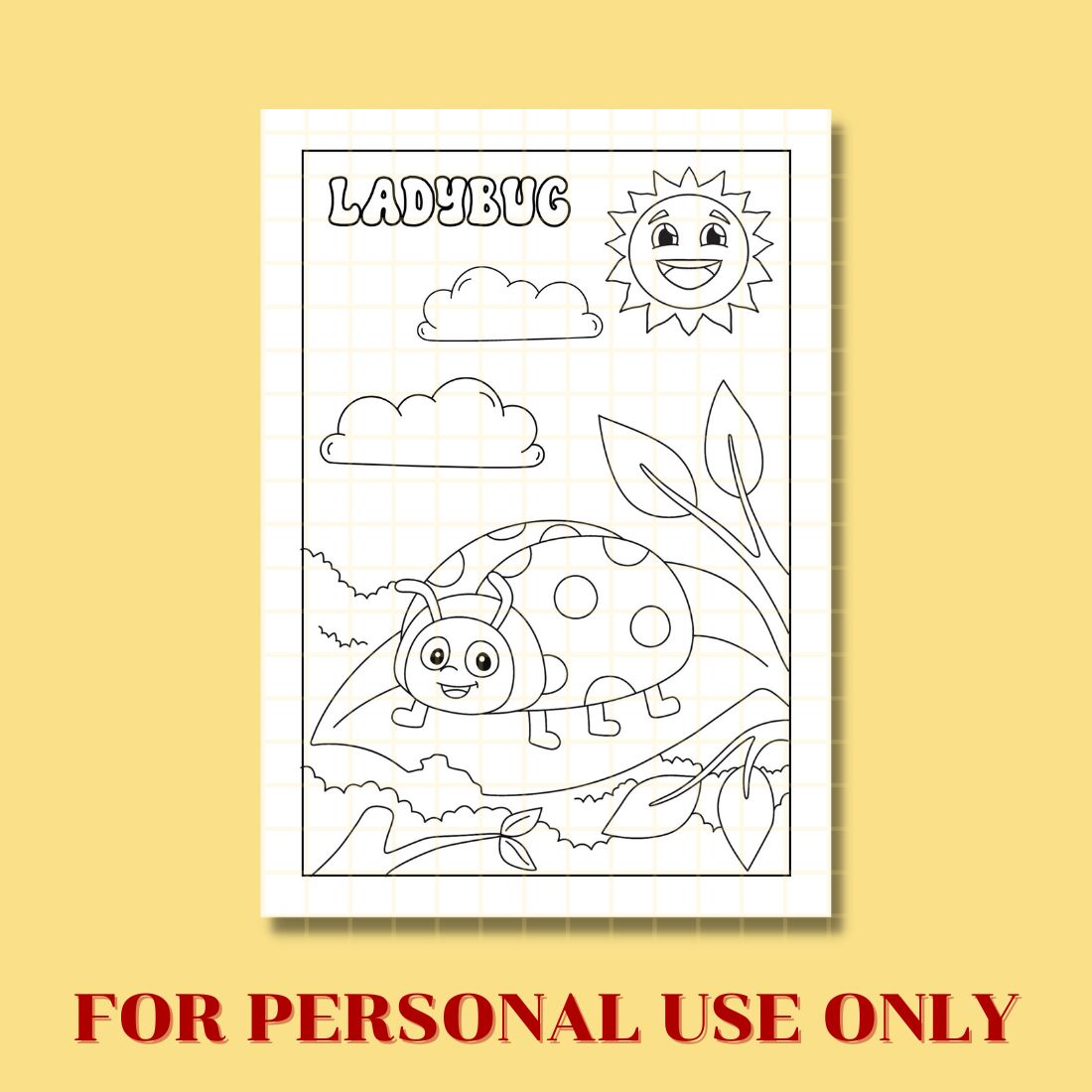 FREE LADYBUG COLORING PAGE preview image.