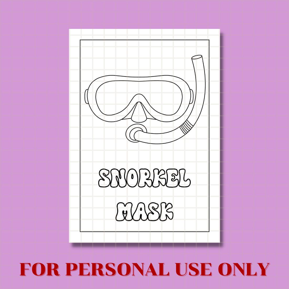 FREE SNORKEL MASK COLORING PAGE preview image.