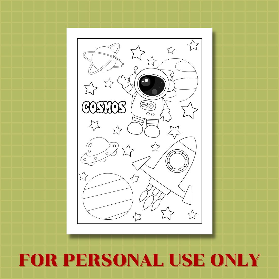 FREE COSMOS COLORING PAGE preview image.