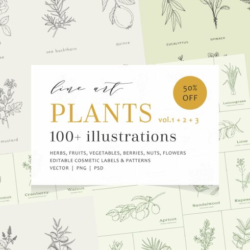 100+ plants bundle | vol. 1 + 2 + 3 cover image.
