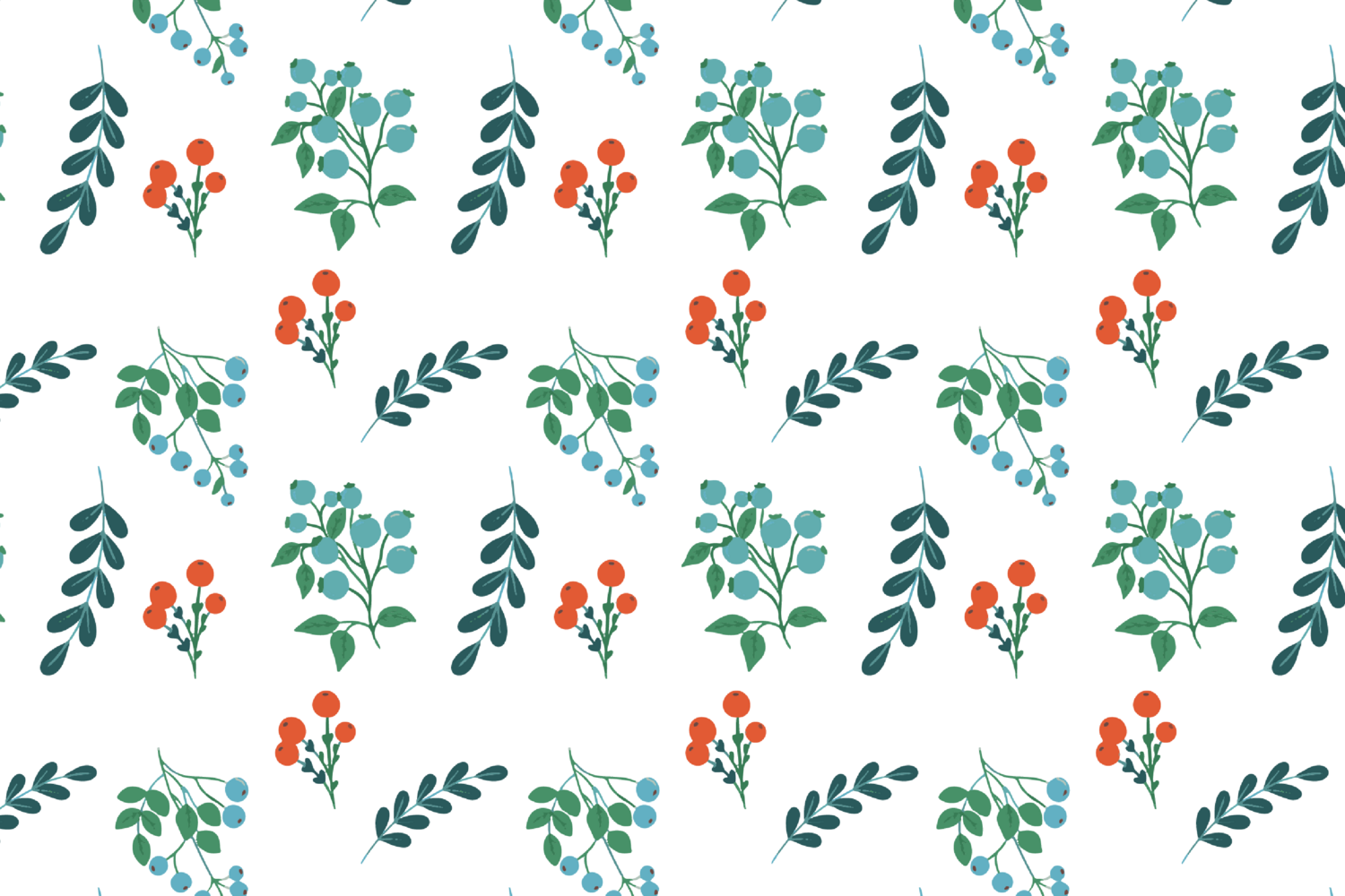 Berries and leaves pattern set pinterest preview image.