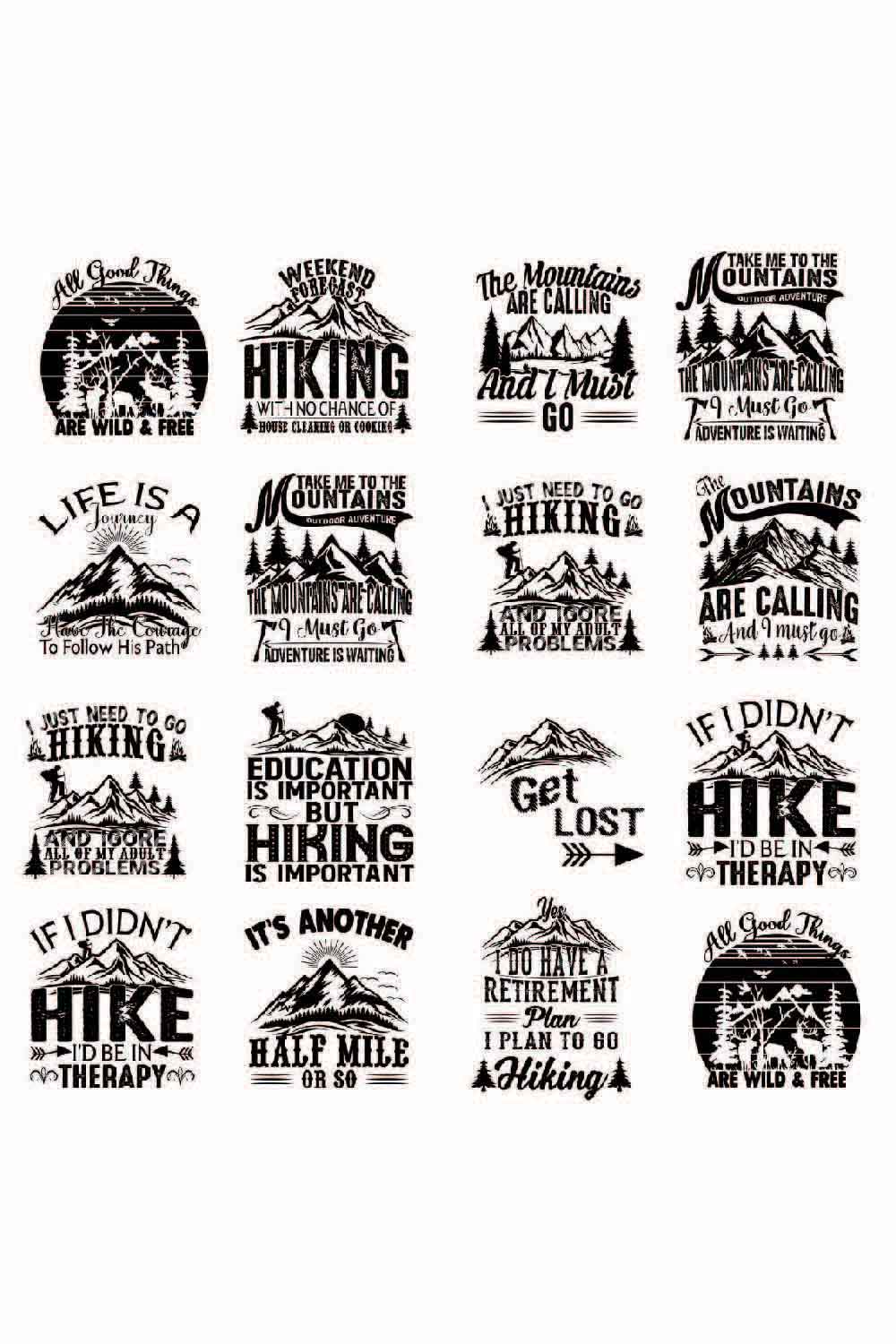 Hiking Saying & quotes, SVG T-Shirt Design |The Mountains are calling and I must go, Retro It's All About Jesus Typography Tshirt Design | Ai, Svg, Eps, Dxf, Jpeg, Png, Instant download T-Shirt | 100% print-ready Digital vector file pinterest preview image.
