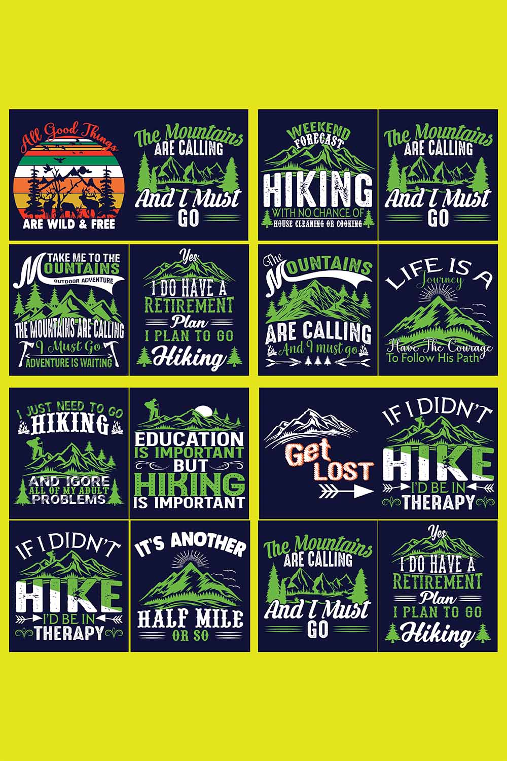 Hiking Saying & quotes, SVG T-Shirt Design |The Mountains are calling and I must go, Retro It's All About Jesus Typography Tshirt Design | Ai, Svg, Eps, Dxf, Jpeg, Png, Instant download T-Shirt | 100% print-ready Digital vector file pinterest preview image.