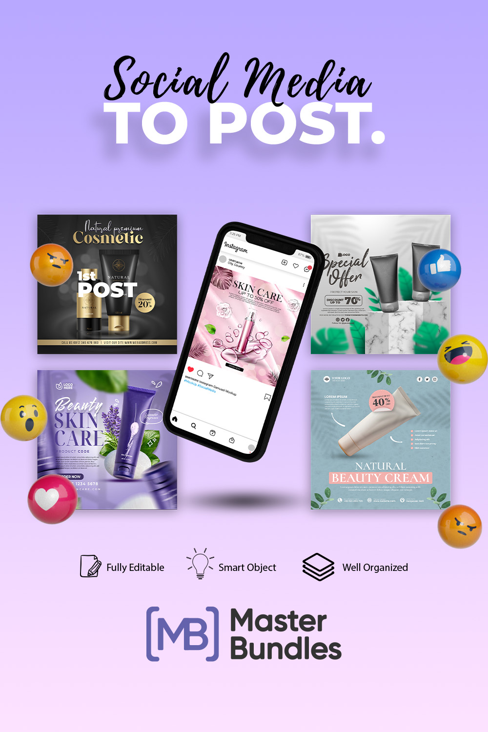 6+ Best Social Media Posts Template For Cosmetics Beauty Products pinterest preview image.
