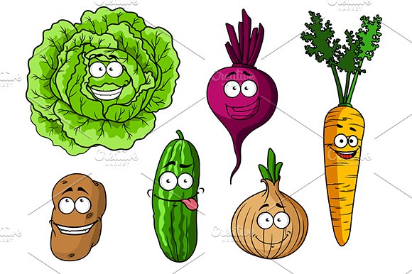 Cartoon fresh vegetables set cover image.