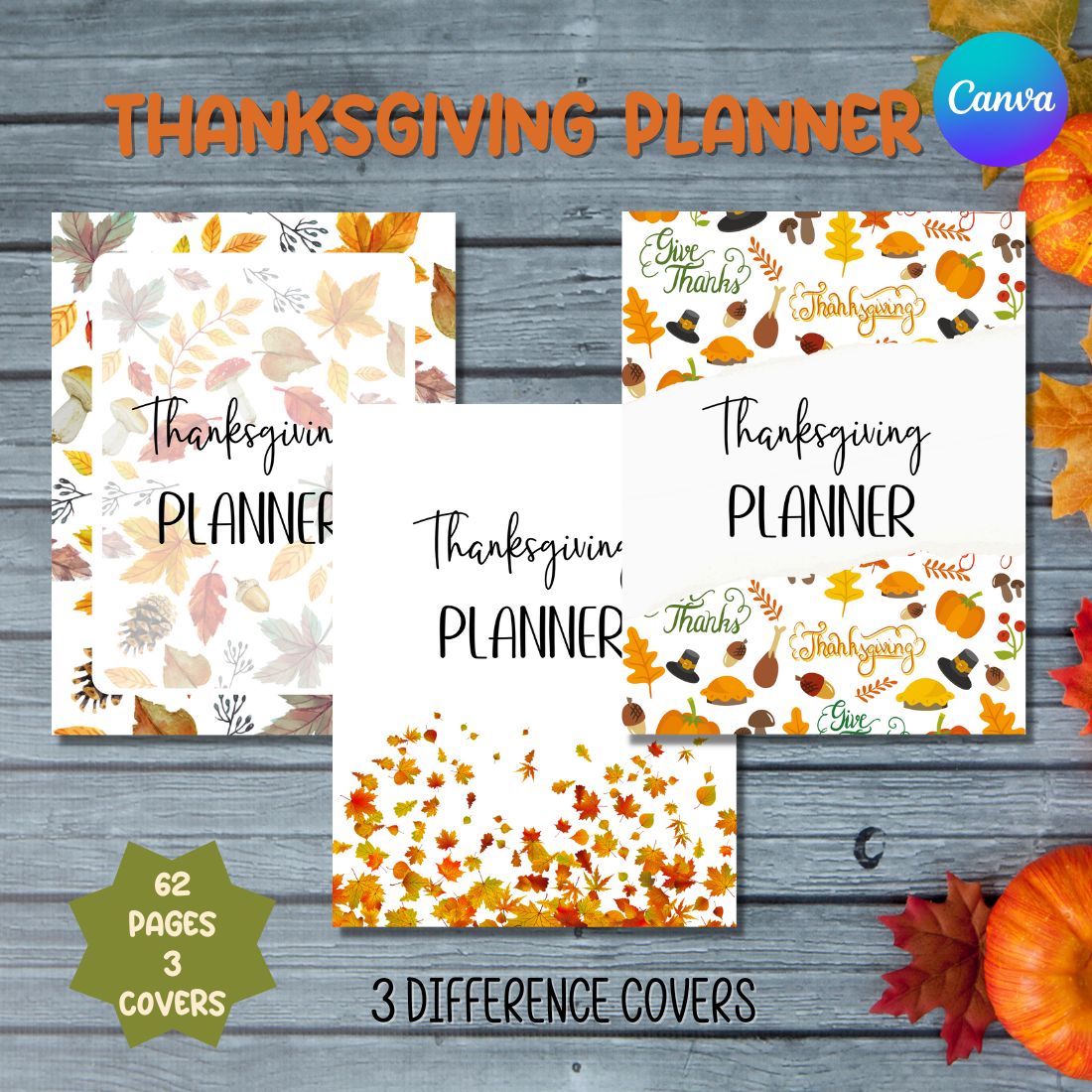 Thanksgiving Planner - Canva Template preview image.