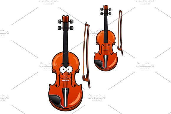 Smiling cartoon violin character wit cover image.