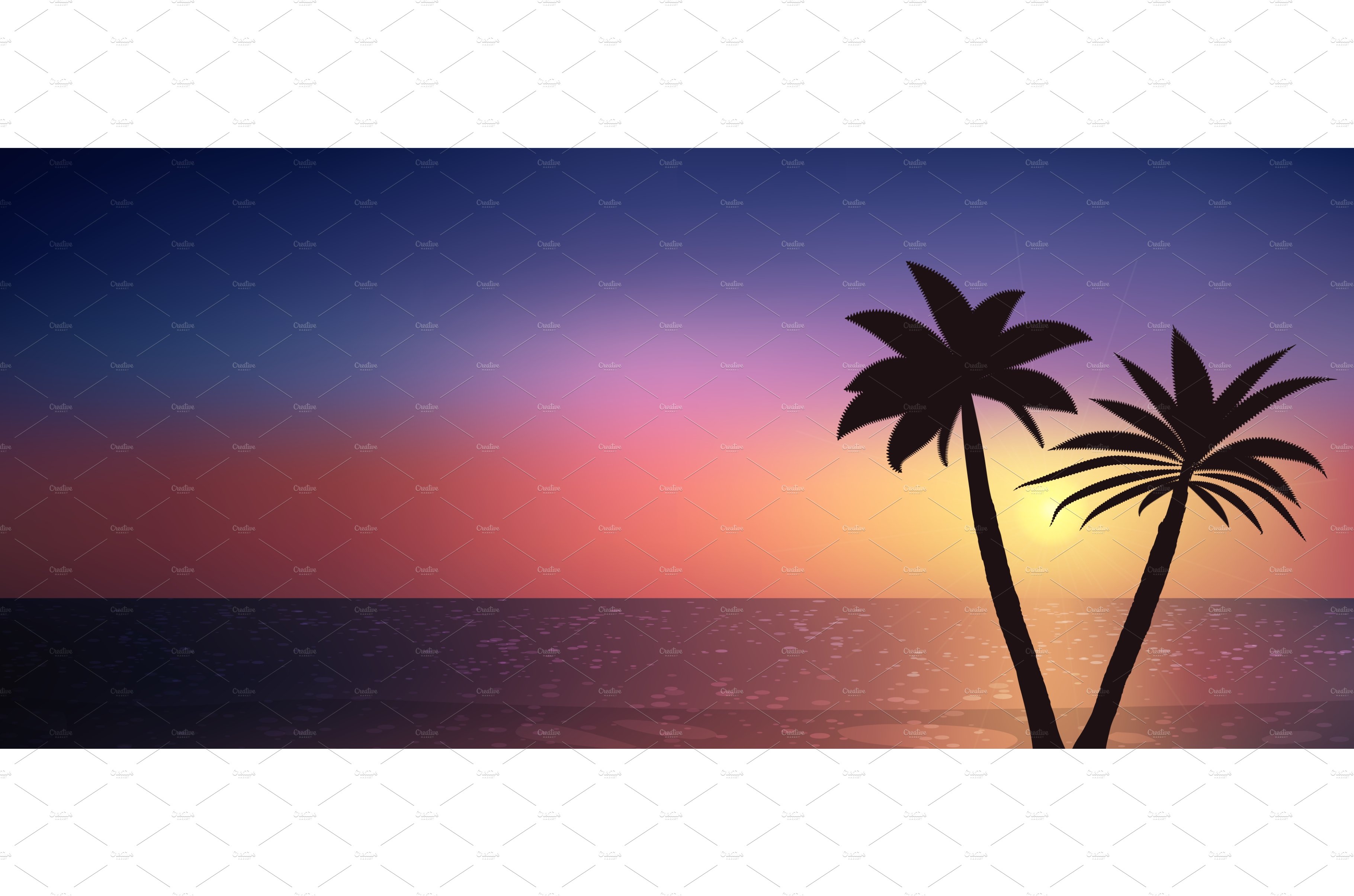 Silhouette of palm trees on a cover image.