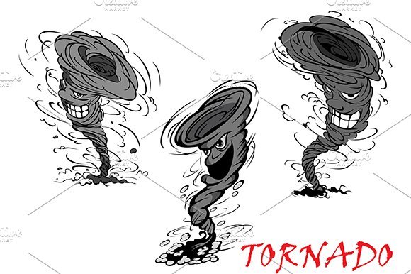 Nasty cartoon tornado, hurricane and cover image.