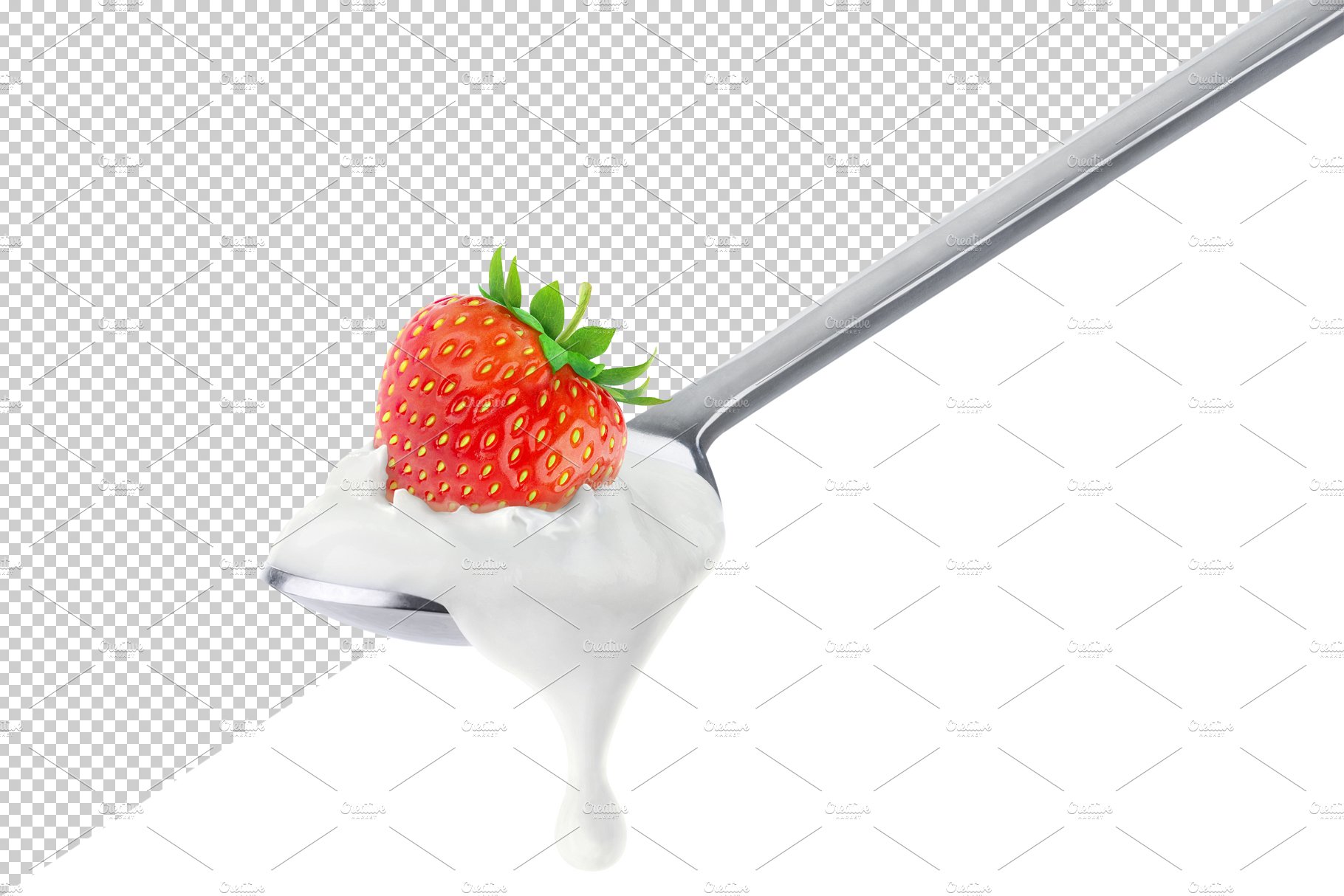 Fruit yogurt on spoons preview image.