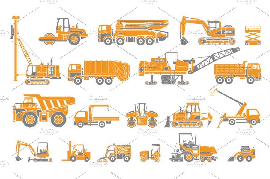 Big set of construction equipment preview image.