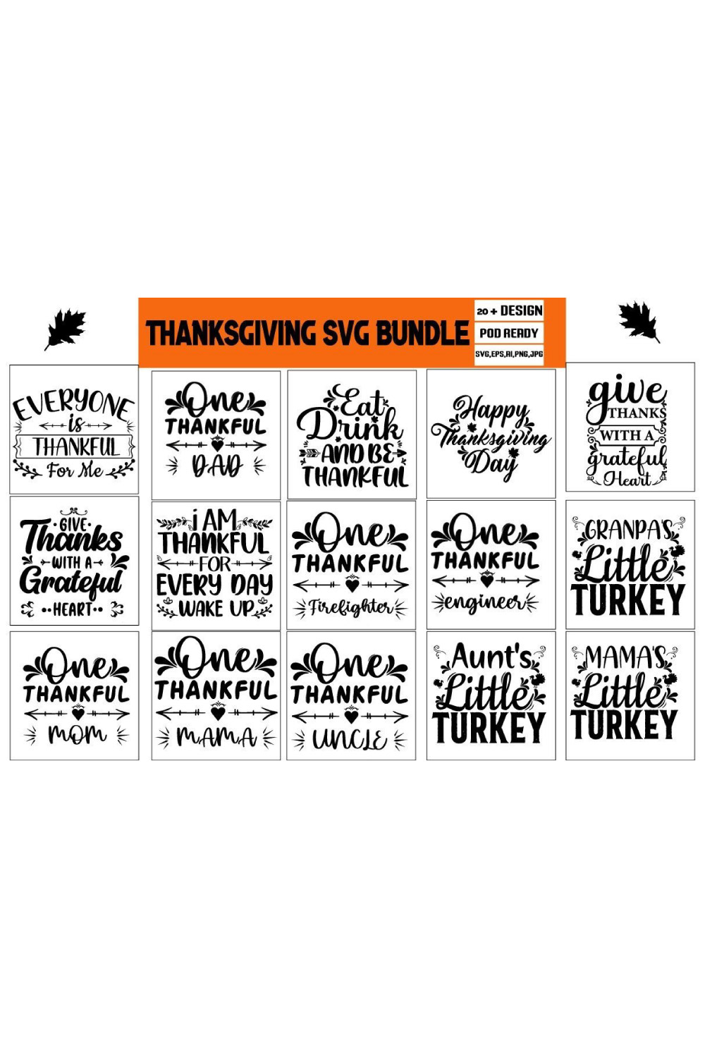 Trendy Thanksgiving SVG t-shirt bundle a pinterest preview image.