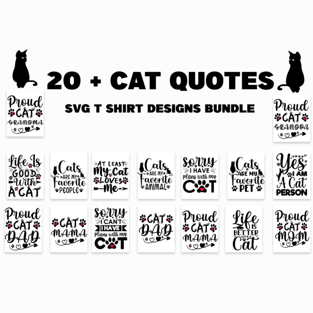20 + cat quotes SVG t-shirt designs bundle - MasterBundles