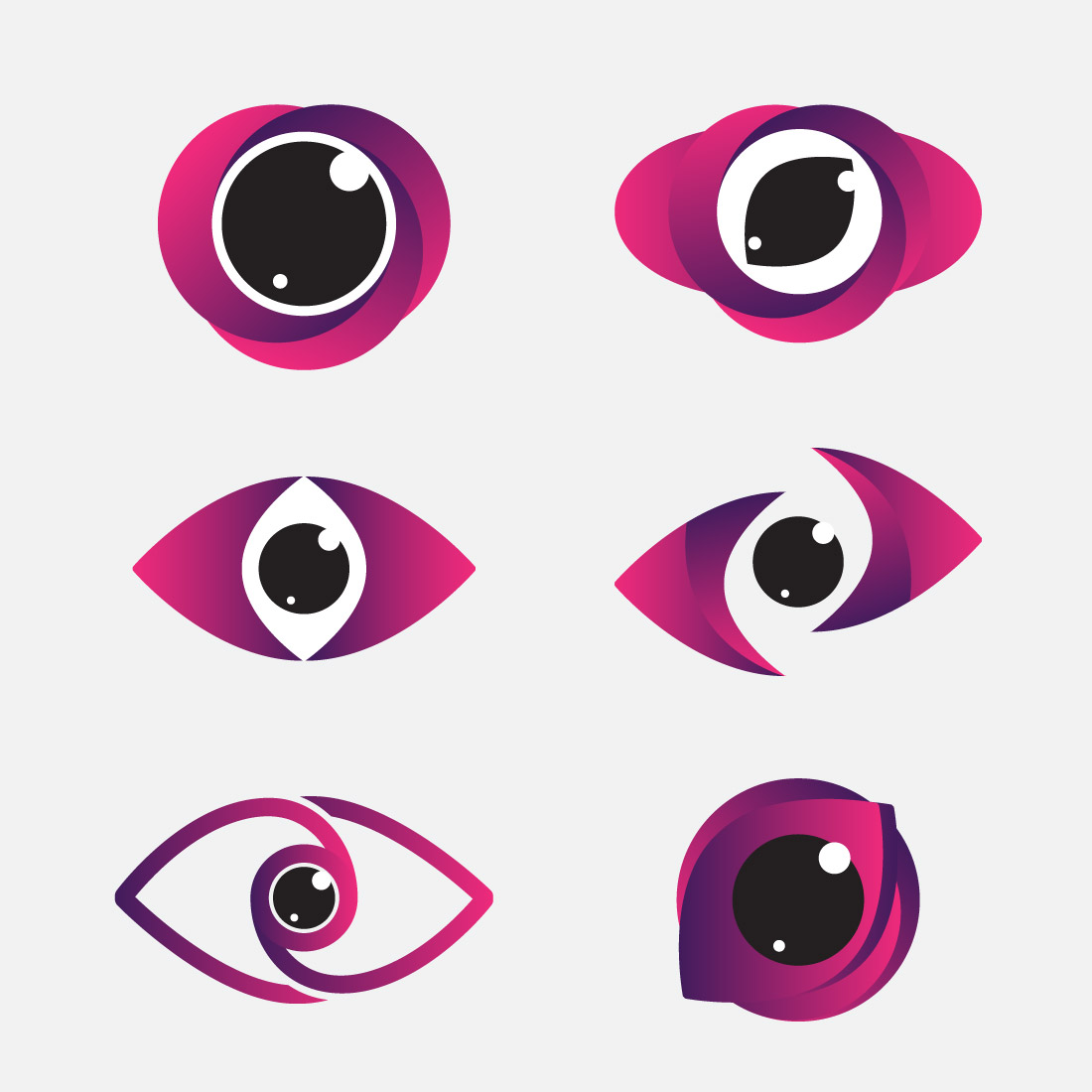 Abstract Vector 6 Eye Logo Bundle Different Eyes Icon Set preview image.