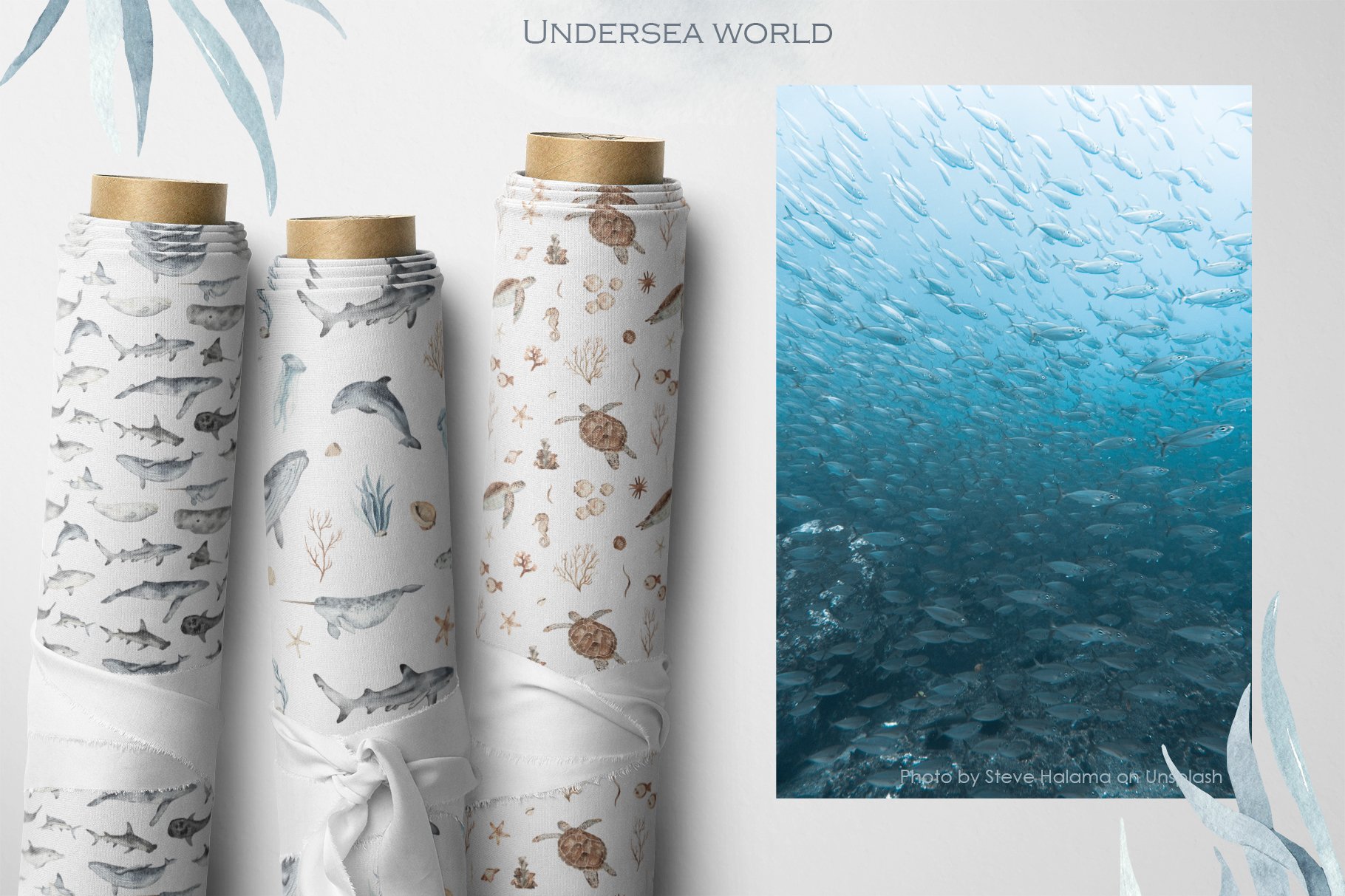 11 watercolor underwater world seamless patterns 758