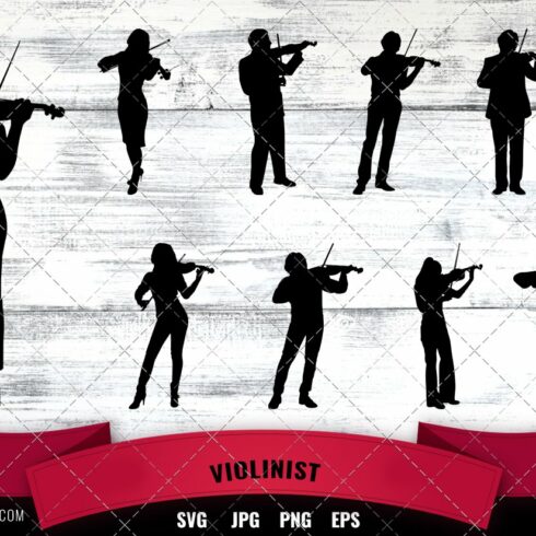 Violinist  Silhouette vector cover image.
