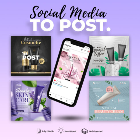 6+ Best Social Media Posts Template For Cosmetics Beauty Products cover image.