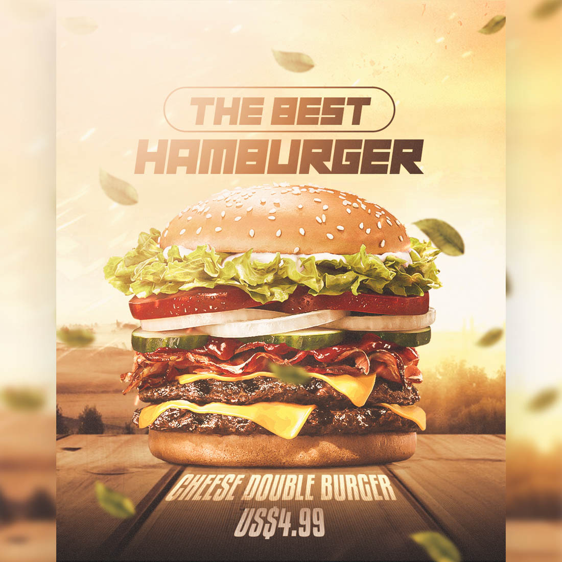 Hamburger Flyer Template pinterest preview image.