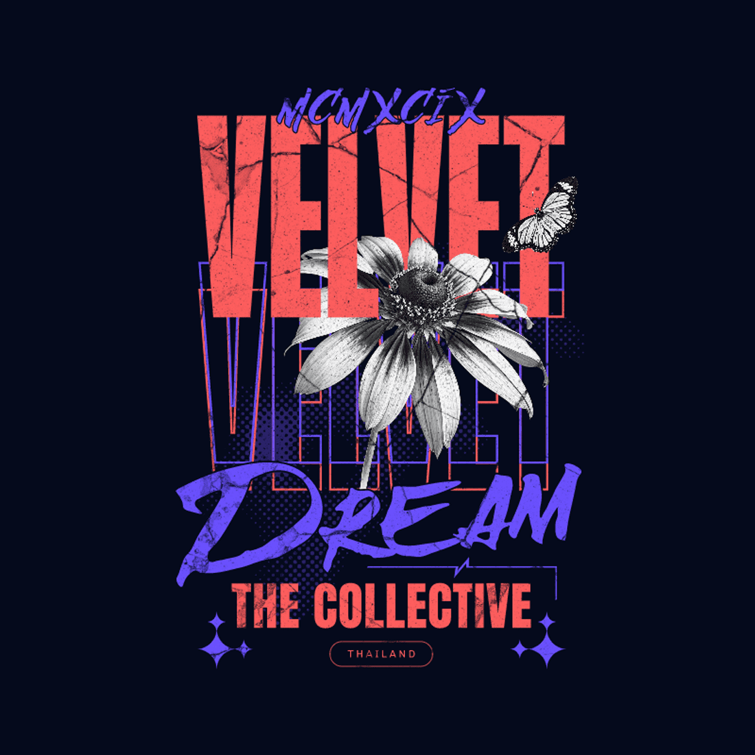 MOMXCIX VELVET DREAM THE COLLECTIVE – Quotes T-Shirt Design preview image.