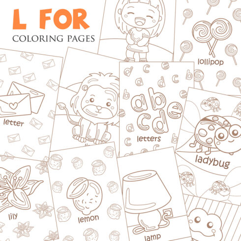 Alphabet L For Vocabulary School Letter Reading Writing Font Study Learning Student Toodler Kids Cartoon Lemon Lollipop Lion Lamp Ladybug Letter Letters Laugh Lizard Leaves Lily Lobster Coloring Pages for Kids and Adult cover image.