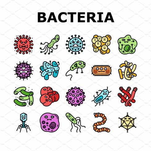 bacteria virus bacterium cell icons cover image.