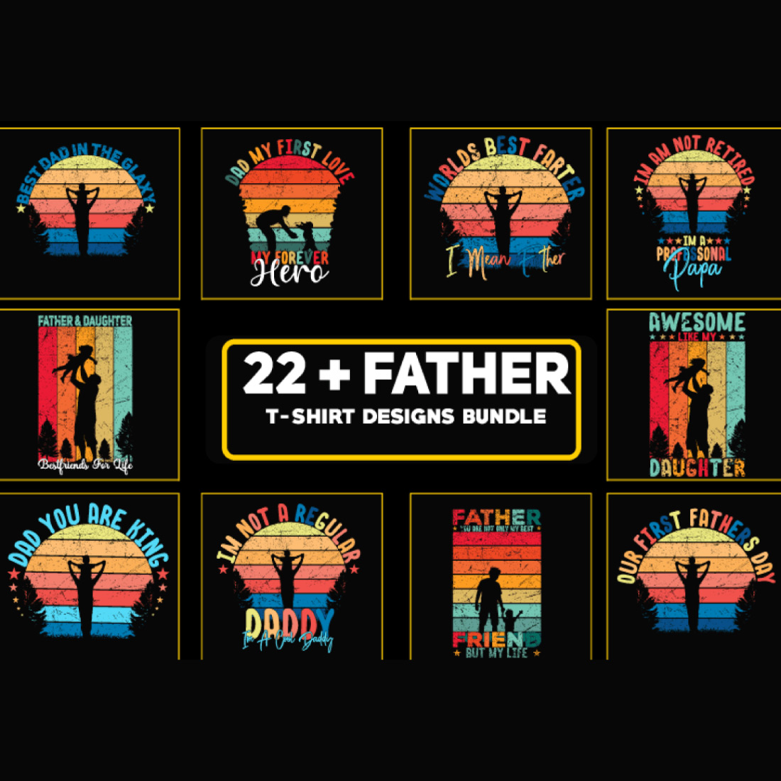 Father T-Shirt Designs Bundle preview image.