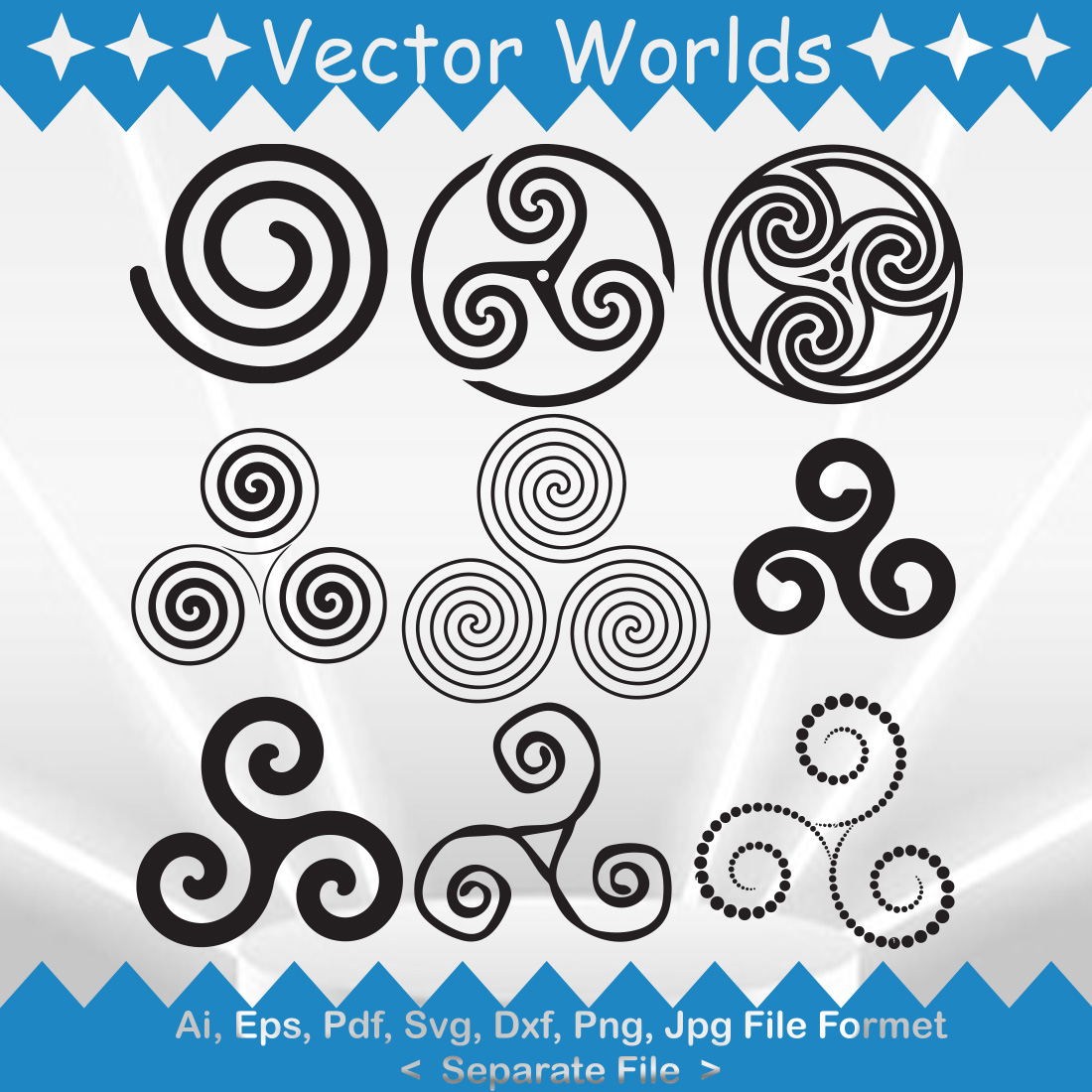 Celtic Spiral Symbol SVG Vector Design preview image.