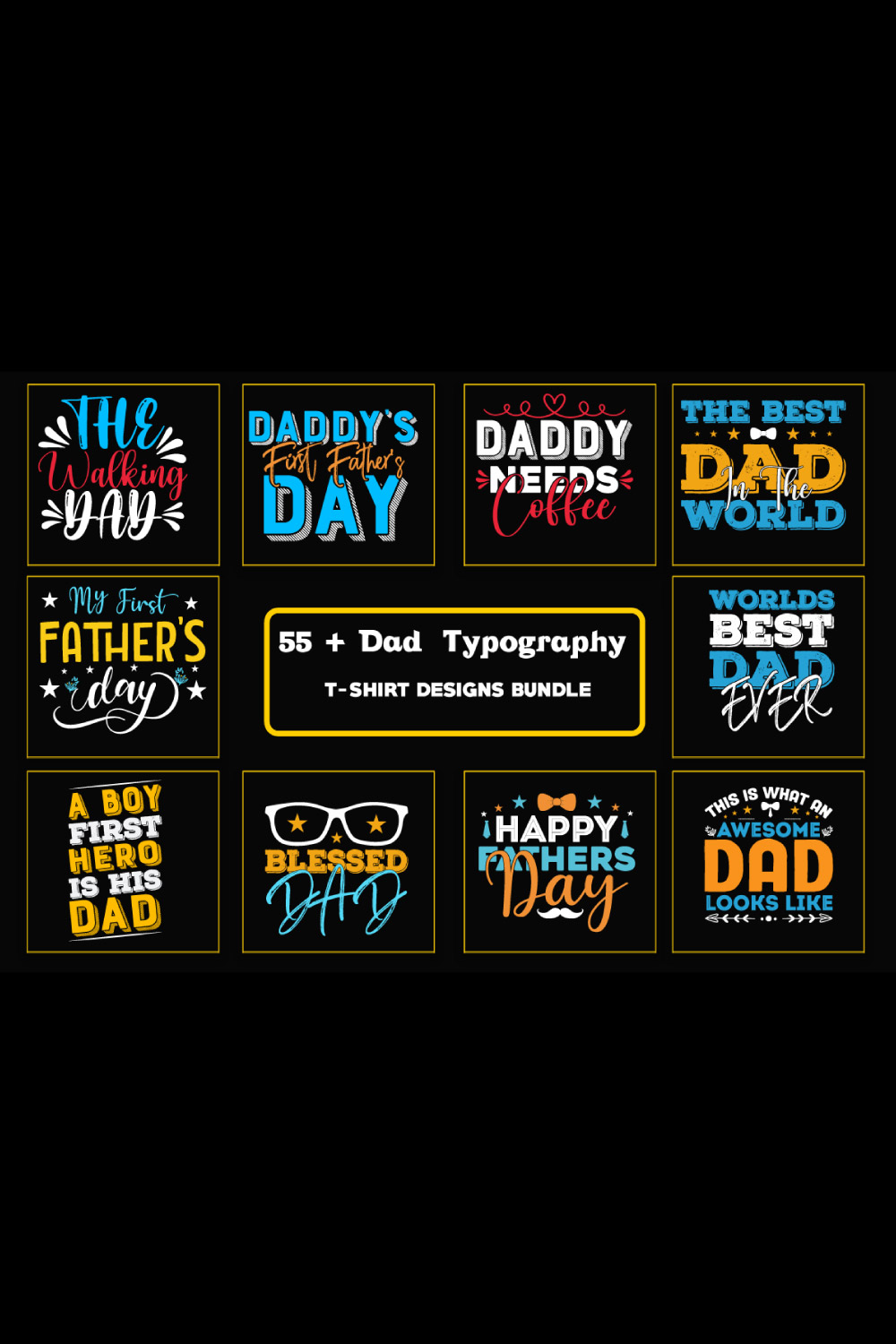 dad typography t-shirt Bundle or fathers day t-shirt Bundle pinterest preview image.