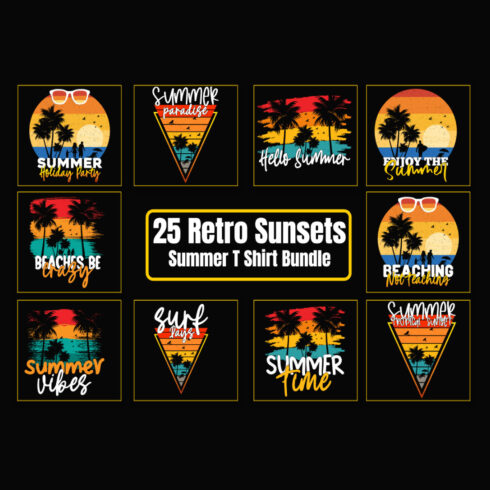 Retro Sunsets Summer T-shirt Bundle cover image.