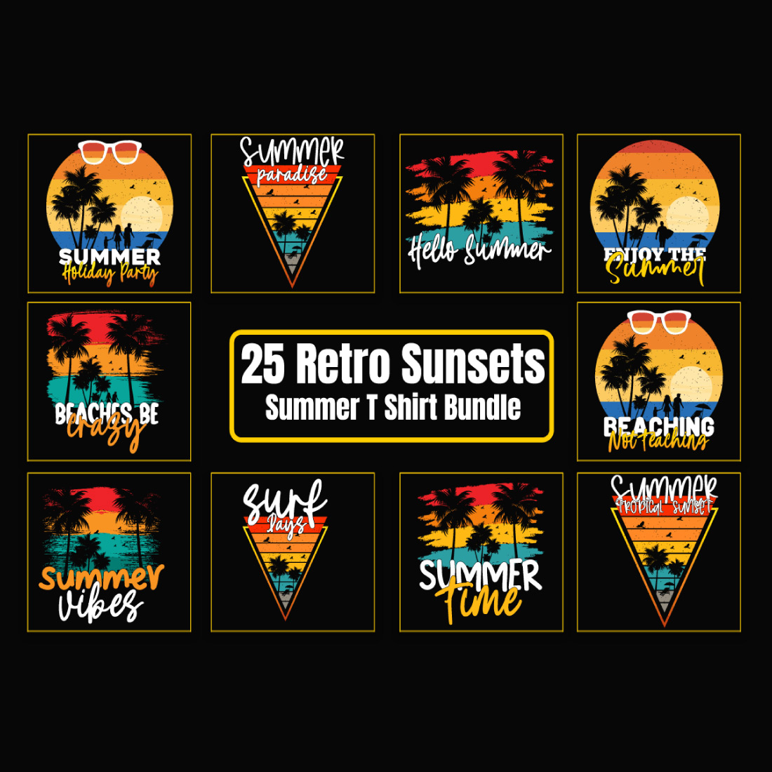 Retro Sunsets Summer T-shirt Bundle cover image.