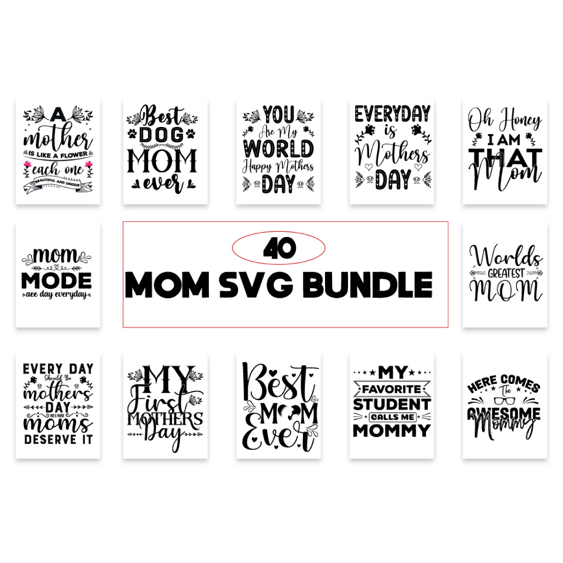 Mom SVG Bundle preview image.