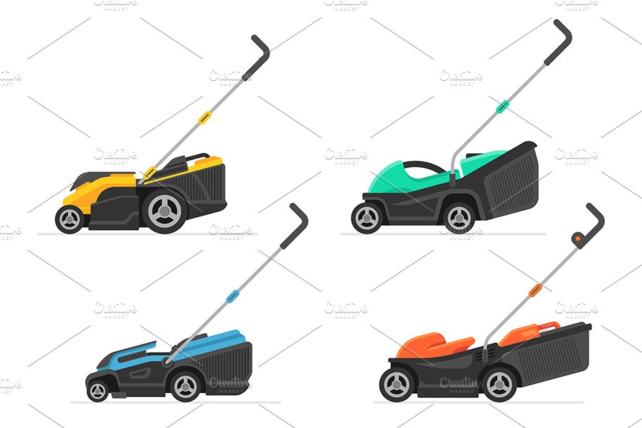 Set of lawnmower preview image.