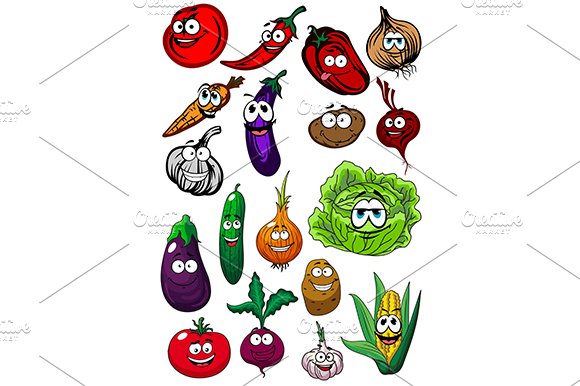 Fresh and ripe cartoon vegetables cover image.