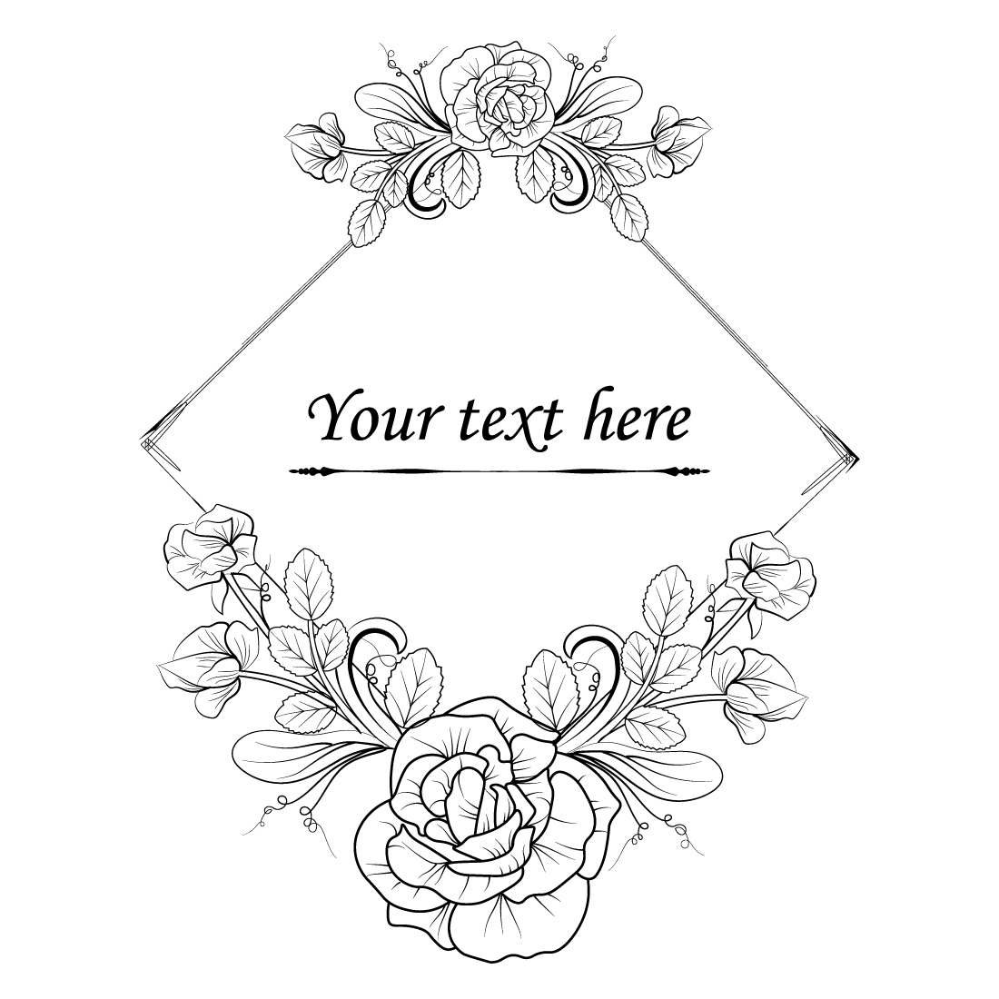 rose vector, rose vector black and white, vector rose flower clipart black and white, preview image.