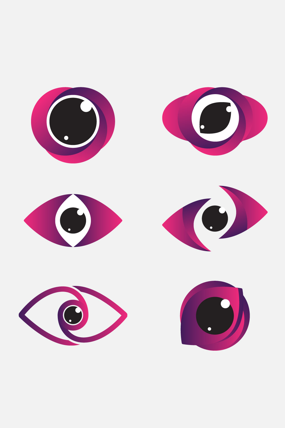 Abstract Vector 6 Eye Logo Bundle Different Eyes Icon Set pinterest preview image.