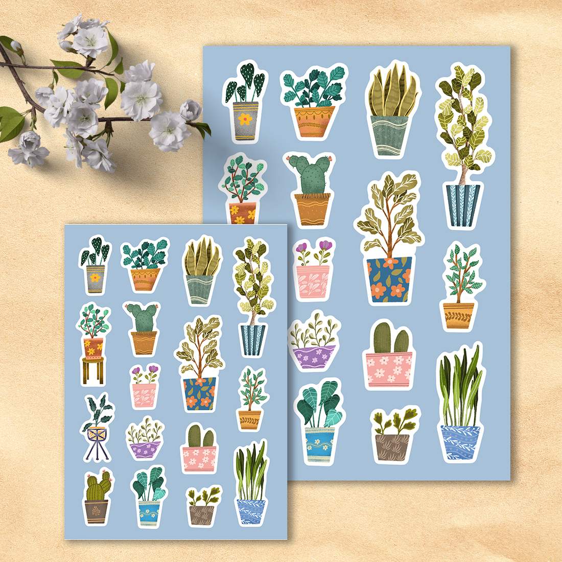 Houseplants sticker pack preview image.